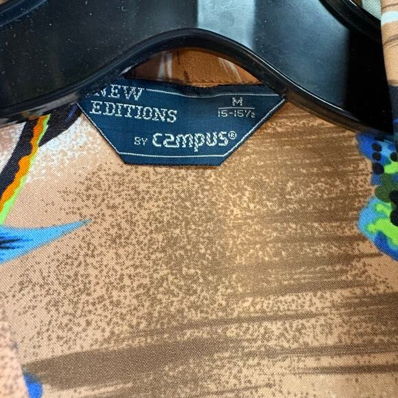 Vintage 50s Brown Hawaiian Button Up Short Sleeve Shirt New Editions by Campus - Picture 4 of 5